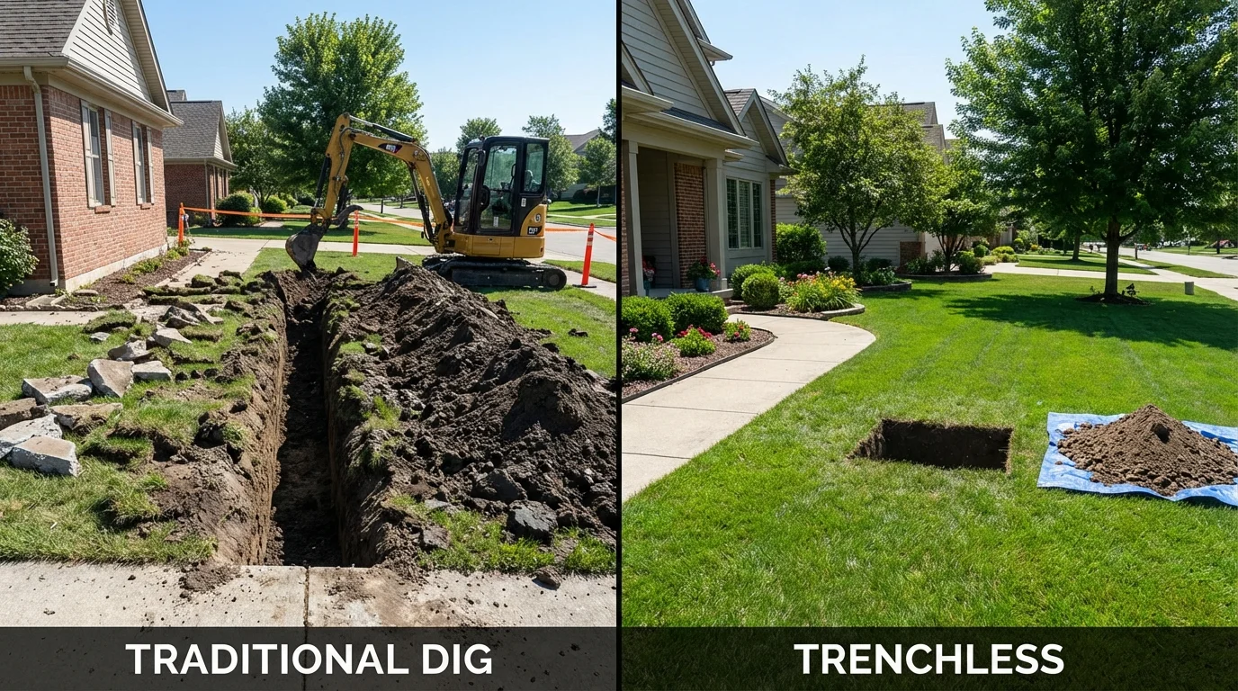 Trenchless sewer repair with minimal yard damage versus traditional excavation in Covina, CA